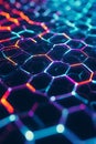 Colorful Hexagon Grid Network Abstract Tech Design, Portrait Images Generative AI Royalty Free Stock Photo