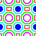 Colorful Hexagon and Square shape symmetrical seamless pattern