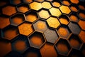 Colorful hexagonal 3d shape texture background. golden and yellow color palette