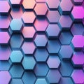Colorful Hexagonal Pattern with 3D Effects in Blue and Purple Tones Royalty Free Stock Photo