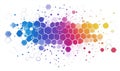Colorful hexagonal pattern with gradient hues and splashes