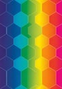 Colorful hexagonal pattern with a gradient spanning across a spectrum from deep Royalty Free Stock Photo