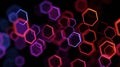 Colorful Hexagonal Shapes Create an Abstract Pattern in a Vibrant Digital Artwork With Glowing Edges and a Dark Royalty Free Stock Photo