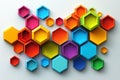 Colorful hexagonal shapes in vibrant geometric arrangement