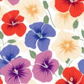 Colorful Hibiscus Floral Pattern - Seamless Stock Vector Royalty Free Stock Photo