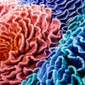 colorful high detailed macro image of sea corals, vivid multicolor textured wallpaper background of sea life corals reef