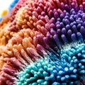 colorful high detailed macro image of sea corals, vivid multicolor textured wallpaper background of sea life corals reef