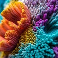 colorful high detailed macro image of sea corals, vivid multicolor textured wallpaper background of sea life corals reef