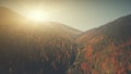 Colorful highland scenery mist weather aerial view