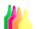 Colorful highlighter markers in various colors Royalty Free Stock Photo