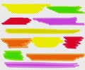 Colorful highlighters set. Yellow, green, purple, red and orange markers