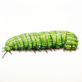 Gigantic Scale Green Caterpillar Illustration On White Background