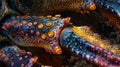 A colorful highresolution image capturing the vibrant patterns and textures of the legs exoskeleton with its