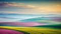 Award-winning Landscape Photo: Rainbow Fields And Foggy Countryside At Sunrise In Italy