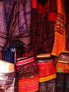 Colorful hill tribe fabric skirts in Chiang Mai, Thailand