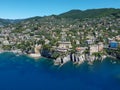 Colorful hillside homes in the gorgeous city of Camogli, Italy