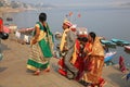 Colorful Hindu Groom and Wedding Party On Ganges River