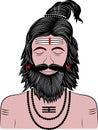Colorful Hindu Sadhu or Baba design isolated on white background - vector