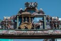 Colorful hindu sculptures on a religious monument