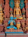 Colorful hindu statues on temple wall,generative ai Royalty Free Stock Photo