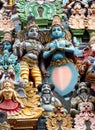 Colorful hindu statues on temple walls Royalty Free Stock Photo