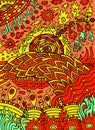 Colorful hippie psychedelic abstract doodle art. Hand drawn cartoon illustration. Vector artwork