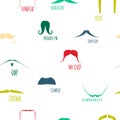 Colorful Hipster Moustache Icon Set.