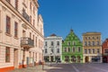 Colorful historic buildings on the central square of Gustrow