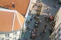 Colorful historic buildings in old town Tallinn, Estonia