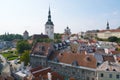 Colorful historic buildings in old town Tallinn, Estonia