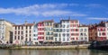Colorful historic houses at the central canal of Bayonne