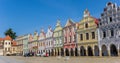 Colorful historic houses at the main square of Telc