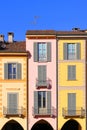 colorful and historical building in vittoria square of lodi in italy