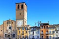 colorful historical buildings of lodi city in italy in europe