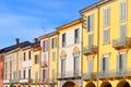 colorful historical buildings on piazza vittoria in lodi city italy