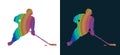 Colorful Hockey Player Silhouette. Isolated vector colored images. Abstract vector image of sportsmen.
