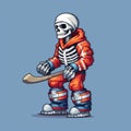 Colorful Hockey Skeleton Illustration With Detailed Costumes