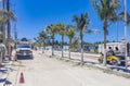 Colorful Holbox island village with stores mud and people Mexico