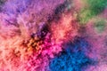 Colorful holi powder blowing up.