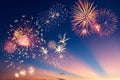 Colorful holiday fireworks Royalty Free Stock Photo