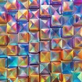 Colorful holographic geometric cubes in an iridescent paqttern. Royalty Free Stock Photo