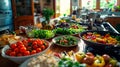 Colorful Home Kitchen with Fresh Vegetables