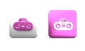 Colorful Home stereo with two speakers icon isolated on white background. Music system. Square button. 3D render