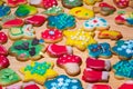 Colorful Homemade Christmas cookies background