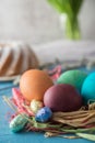 Colorful homemade painted easter eggs Royalty Free Stock Photo