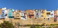 View of colorful homes in the Mediterranean town of Villajoyosa, Spain. Royalty Free Stock Photo