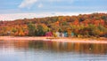 Colorful homes at the Lake Superior shore Royalty Free Stock Photo