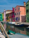 Colorful homes on the canal in Burano Italy