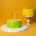 Colorful honey cake homemade on green