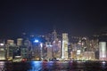 Colorful Hongkong Victoria Harbor skyline night view